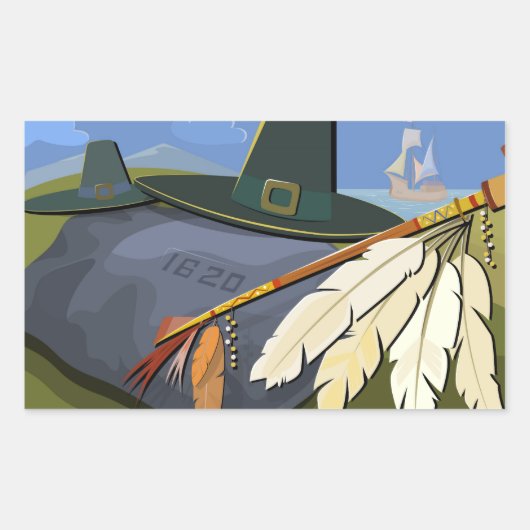 Thanksgiving Dag Briefkaart Rechthoekige Sticker (Voorkant)