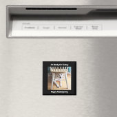 Thanksgiving Dag Cute White Dog onder Tabel Black Magneet (Insitu (Vaatwasser))