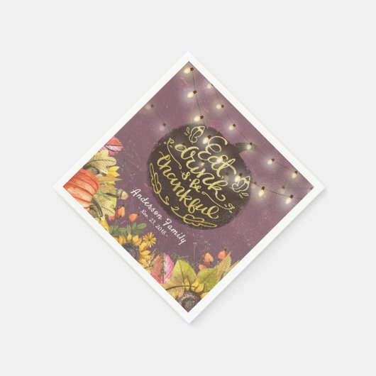 Thanksgiving Dag Dinner Party pomkin String Light Servetten (Hoek)