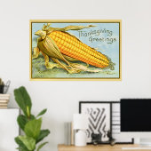  Thanksgiving Dag Golden Ripe Corn Kaart Poster (Thuiskantoor)
