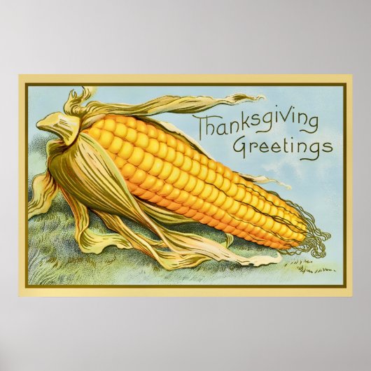  Thanksgiving Dag Golden Ripe Corn Kaart Poster (Voorkant)