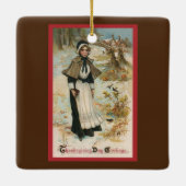 Thanksgiving dag groeten met een pelgrimvrouw keramisch ornament (Achterkant)