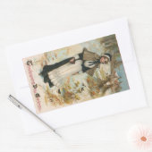 Thanksgiving dag groeten met een pelgrimvrouw rechthoekige sticker (Envelop)