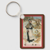 Thanksgiving dag groeten met een pelgrimvrouw sleutelhanger (Voorkant)