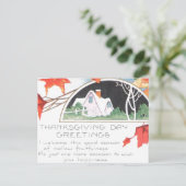 Thanksgiving Dag Groeten Roze Huis Feestdagenkaart (Staand voorkant)
