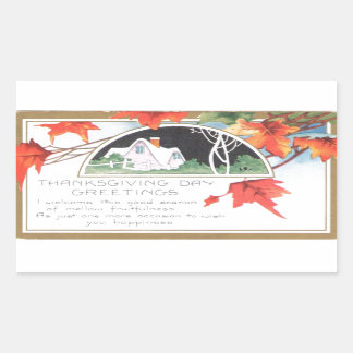 Thanksgiving Dag Groetings Pink House Rechthoekige Sticker