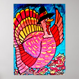 THANKSGIVING DAG HAPPY TURKEY poster