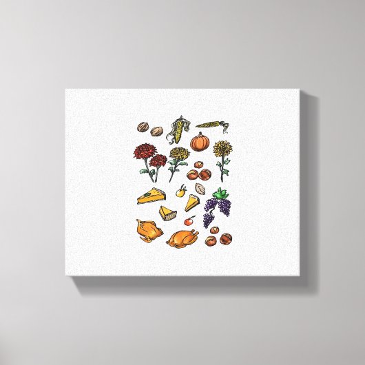 Thanksgiving dag herfstattributen Classic T-Shirt Canvas Afdruk (Voorkant)