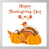 Thanksgiving dag kalkoen met pompoenen poster (Voorkant)