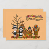 Thanksgiving-dag-kinderflatkaart Feestdagenkaart (Voorkant / Achterkant)