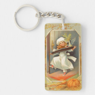 Thanksgiving Dag Meisje Chef  Sleutelhanger