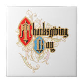 Thanksgiving Dag (met Initialen T & D op Shields) Tegeltje (Voorkant)