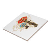 Thanksgiving Dag (met Initialen T & D op Shields) Tegeltje (Zijkant)