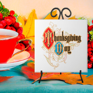 Thanksgiving Dag (met Initialen T & D op Shields) Tegeltje