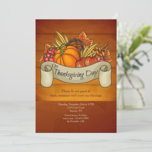 Thanksgiving Dag Oogst Uitnodiging (Staand voorkant)