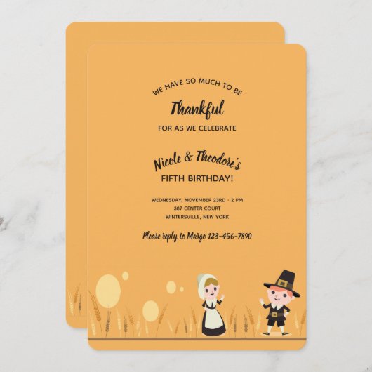 Thanksgiving Dag Pelgrims Uitnodiging (Voorkant / Achterkant)