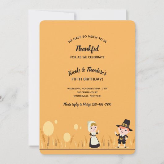 Thanksgiving Dag Pelgrims Uitnodiging (Voorkant)