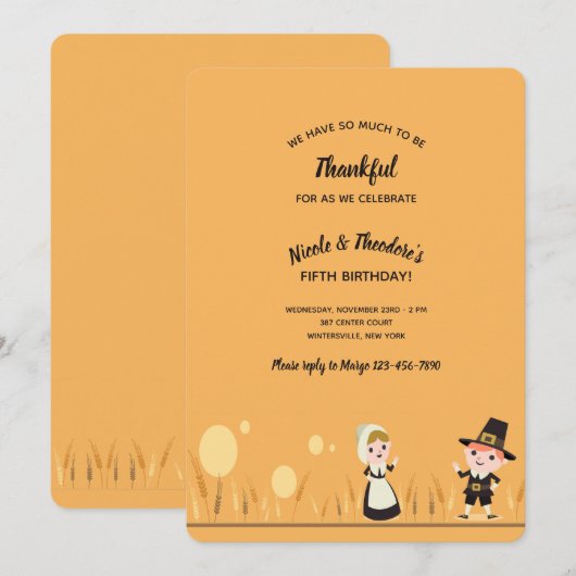 Thanksgiving Dag Pelgrims Uitnodiging (Voorkant / Achterkant)