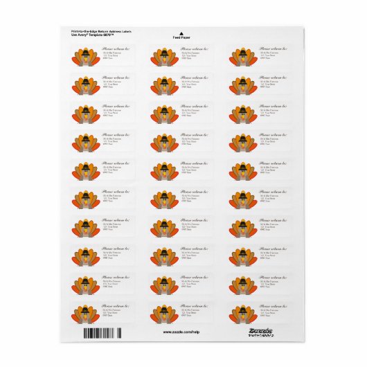Thanksgiving dag retour adres label (Full Sheet)