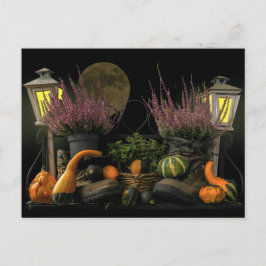 Thanksgiving dag scène met bank en Herfst oogsten Feestdagenkaart