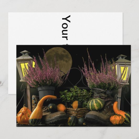 Thanksgiving-dag scène met bank en Herfst oogsten Feestdagenkaart (Voorkant / Achterkant)