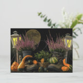 Thanksgiving-dag scène met bank en Herfst oogsten Feestdagenkaart (Staand voorkant)