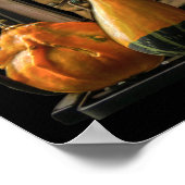 Thanksgiving dag scène met bank en Herfst oogsten Poster (Hoek)