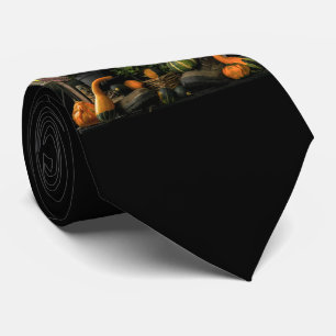 Thanksgiving dag scène met bank en Herfst oogsten Stropdas