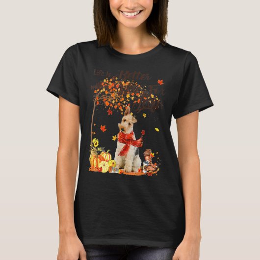 Thanksgiving dag stolling Wire Fox Terrier Maple T-shirt (Voorkant)