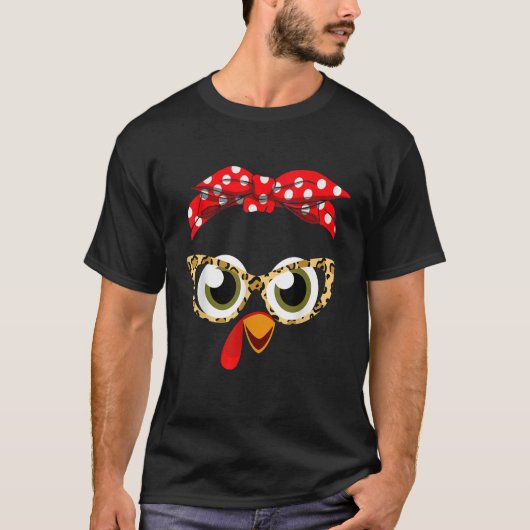 Thanksgiving Dag Turkije Gezicht Luipaard Print Br T-shirt (Voorkant)
