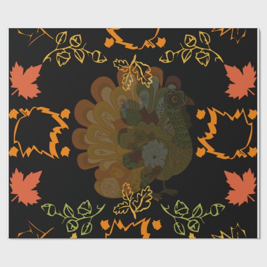 Thanksgiving dag Turkije met najaar verlaten Herfs Cadeaupapier (Vlak)