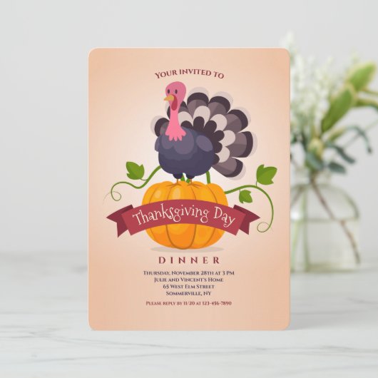 Thanksgiving Dag Turkije Uitnodiging (Staand voorkant)