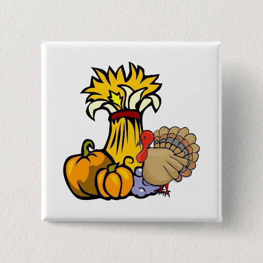 Thanksgiving Dag Vierkante Button 5,1 Cm (Voorkant)