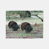 Thanksgiving Dag Wilde Kalkoenen in een open veld Fleece Deken (Voorkant (Horizontaal))