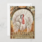 Thanksgiving Dag Witte Turkije & Pompoen Groeten Feestdagenkaart (Voorkant / Achterkant)