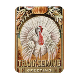 Thanksgiving Dag Witte Turkije & Pompoen Groeten Magneet
