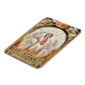 Thanksgiving Dag Witte Turkije & Pompoen Groeten Magneet (Linkerzijde)