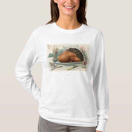 Thanksgiving DagEen gekleed Turkije voor het eten T-shirt (Voorkant)