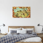 Thanksgiving DagGestorven bladeren en kalkoenen Canvas Afdruk (Insitu (Slaapkamer))