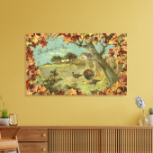Thanksgiving DagGestorven bladeren en kalkoenen Canvas Afdruk (Insitu (Woonkamer))