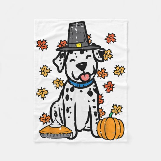 Thanksgiving Dalmatische Schattigee Herfst Herfst Fleece Deken (Voorkant)