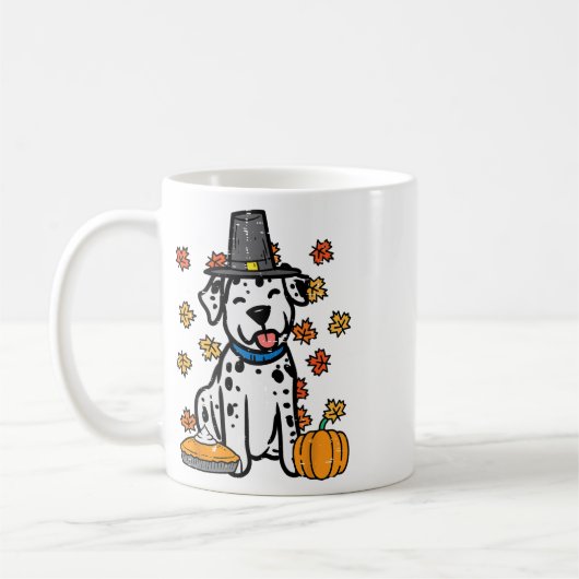 Thanksgiving Dalmatische Schattigee Herfst Herfst  Koffiemok (Links)