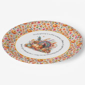 Thanksgiving "Dank je" Boho Kalkoen Papieren Bordje (Gekanteld)