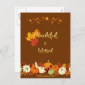 Thanksgiving dankbaar en versleten gulden Script Feestdagenkaart (Voorkant / Achterkant)
