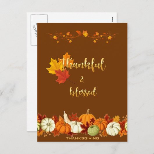 Thanksgiving dankbaar en versleten gulden Script Feestdagenkaart (Voorkant / Achterkant)