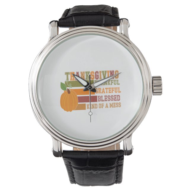 Thanksgiving dankbaar Grateful Blessed Horloge (Voorkant)