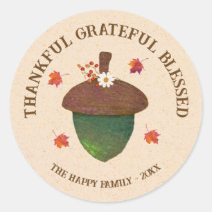 Thanksgiving dankbaar Grateful Blessed Ronde Sticker