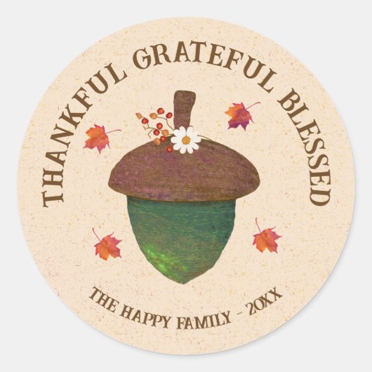 Thanksgiving dankbaar Grateful Blessed Ronde Sticker (Voorkant)