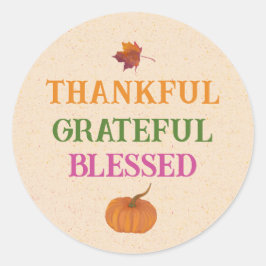 Thanksgiving dankbaar Grateful Blessed Ronde Sticker