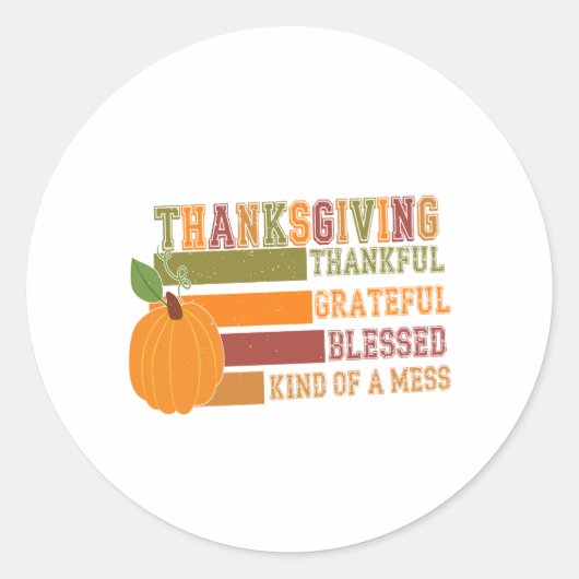 Thanksgiving dankbaar Grateful Blessed Ronde Sticker (Voorkant)